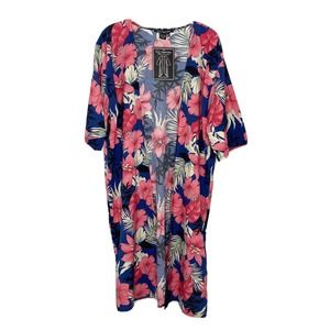 Cg Couture Jems Floral Hawaiian Short Sleeve Open Kimono Size M/L New